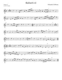 Partition ténor viole de gambe 2, octave aigu clef, Pavan et Galliard pour 6 violes de gambe par Orlando Gibbons