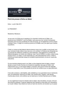 Qatar : Hollande s exprime sur la signature du contrat de vente des 24 Rafale
