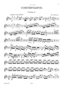 Partition violon 1 , partie, Sonata pour Two Pianos, D major, Mozart, Wolfgang Amadeus