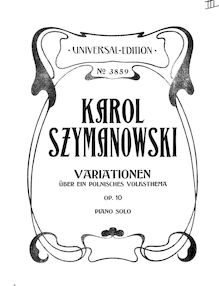 Partition complète, Variations on a Polish Folk Theme, Op.10, Szymanowski, Karol