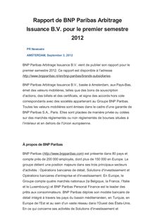 Rapport de BNP Paribas Arbitrage Issuance B.V. pour le premier semestre 2012