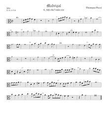 Partition ténor viole de gambe 1, alto clef, Madrigali a cinque voci par Tommaso Pecci