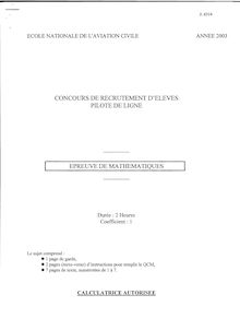Mathématiques 2003 ENAC