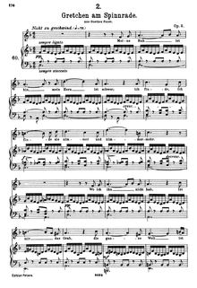 Partition complète, Gretchen am Spinnrade, D.118 (Op.2), Gretchen at the Spinning-Wheel par Franz Schubert