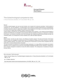 The biotechnological competence bloc - article ; n°1 ; vol.78, pg 7-26