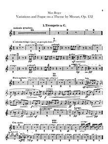 Partition trompette 1, 2 (en C), Variationen und Fuge über ein Thema von W. A. Mozart