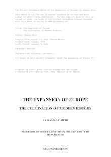 The Expansion of Europe - The Culmination of Modern History