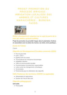 PROJET PROMOTION DU PROCEDÉ IRRIGASC :IRRIGATION LOCALISÉE DESARBRES ET CULTURES MARAICHÈRES - BURKINA FASSO