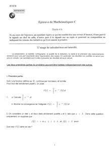 Mathématiques C 2009 Classe Prepa PT Banque Filière PT