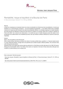 Rentabilité, risque et équilibre à la Bourse de Paris - article ; n°4 ; vol.27, pg 608-662