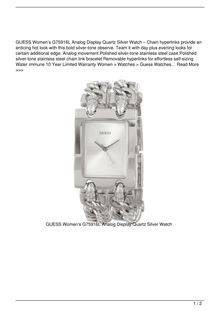 GUESS Women8217s G75916L Analog Display Quartz Silver Watch Watch Review