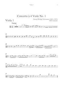 Partition viole de gambe 1, 4 concerts pour 4 violons, TWV 40:201-204