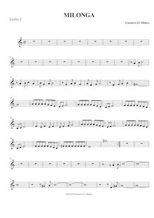 Partition violons II, Milonga para orchestre de Cuerdas, A minor