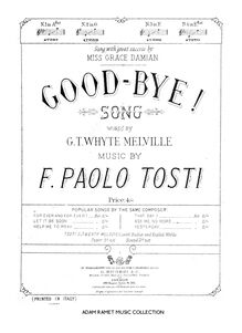 Partition complète, Good-Bye, Falling leaf and fading tree, F major par Francesco Paolo Tosti
