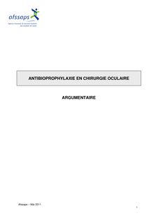 Antibioprophylaxie en chirurgie oculaire - Argumentaire