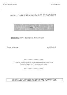 Sciences et technologies 1999 BEP - Carrières sanitaires et sociales