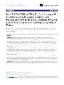 From PALSA PLUS to PALM PLUS: adapting and developing a South African guideline and training intervention to better integrate HIV/AIDS care with primary care in rural health centers in Malawi