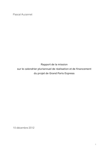 Rapport de la mission sur le calendrier pluriannuel de réalisation et de financement du projet de Grand Paris Express