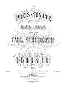 Partition de piano, violoncelle Sonata, Preis-Sonate, Stiehl, Heinrich