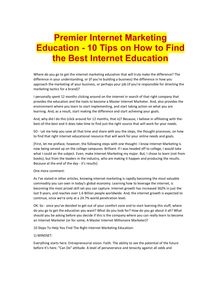 Premier Internet Marketing Education