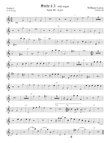 Partition viole de gambe aigue 2,  No.4 pour 3 violes de gambe et orgue par William Lawes
