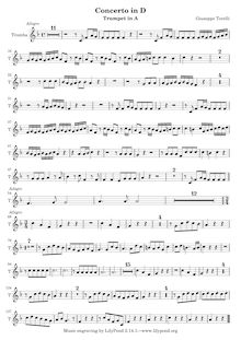 Partition trompette solo (A), trompette Concerto en D major, D major