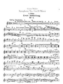 Partition flûte 1, 2, 3, 4 (all double Piccolo), Symphony No 3, Mahler, Gustav