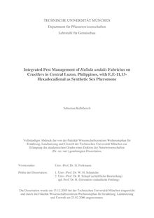 Integrated pest management of Hellula undalis Fabricius on crucifers in Central Luzon, Philippines, with E,E-11,13-hexadecadienal as synthetic sex pheromone [Elektronische Ressource] / Sebastian Kalbfleisch