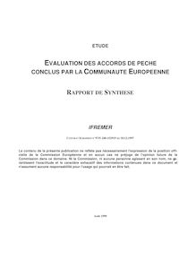 EVALUATION DES ACCORDS DE PECHE CONCLUS PAR LA COMMUNAUTE EUROPEENNE