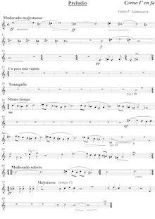 Partition cor 1, 2, 3, 4 (F), Preludio, Preludio para orquesta, Llamazares, Pablo Fernando