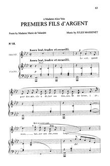 Partition complète (A-flat Major: Medium voix et piano), Premiers fils d argent