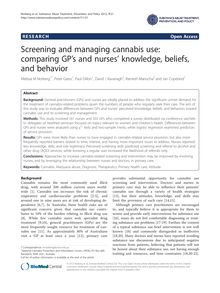 Screening and managing cannabis use: comparing GP’s and nurses’ knowledge, beliefs, and behavior