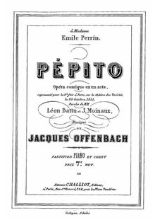 Partition complète, Pépito, Opéra comique en un acte, Offenbach, Jacques