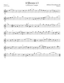 Partition ténor viole de gambe 1, octave aigu clef, Pavan à 5 No.2