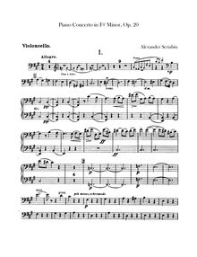 Partition violoncelle, Piano Concerto, F-sharp minor, Scriabin, Aleksandr