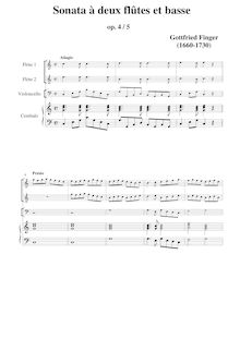 Partition Sonata No.5 en C major, sonates à deux flûtes et basse