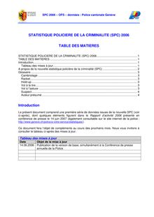 STATISTIQUE POLICIERE DE LA CRIMINALITE (SPC) 2006