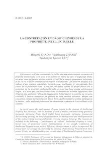 La contrefaçon en droit chinois de la propriété intellectuelle - article ; n°2 ; vol.59, pg 361-382