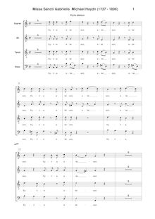 Partition chœur (SATB), Missa Sancti Gabrielis, Haydn, Michael