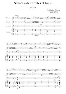 Partition Sonata No.1 en C major, sonates à deux flûtes et basse
