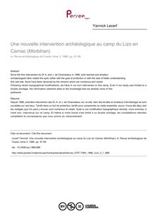 Une nouvelle intervention archéologique au camp du Lizo en Carnac (Morbihan) - article ; n°1 ; vol.3, pg 47-58