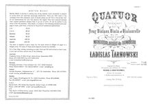 Partition parties complètes, corde quatuor, D major, Tarnowski, Władysław