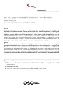 Les nouvelles contradictions du territoire / New territorial contradictions - article ; n°2 ; vol.70, pg 169-175