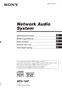 Notice Système de voiture Audio Sony  MEX-1GP