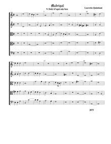 Partition , Dolci d ogni mio ben - partition complète (Tr Tr T T B), madrigaux pour 5 voix