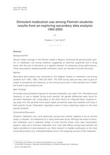 Stimulant medication use among Flemish students: results from an exploring secondary data analysis1965-2005