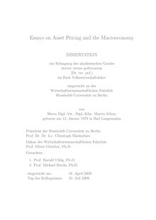 Essays on asset pricing and the macroeconomy [Elektronische Ressource] / von Martin Kliem