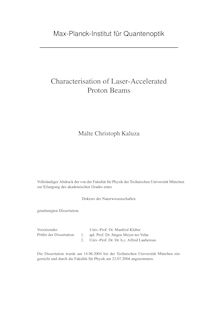 Characterisation of laser-accelerated proton beams [Elektronische Ressource] / Malte Christoph Kaluza