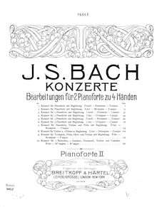 Partition Piano 2, clavecin Concerto No.1, D minor, Bach, Johann Sebastian