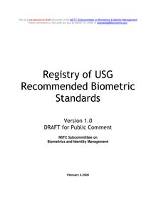 Registry of USG Recommended Biometric Standards - 02042008 for public comment